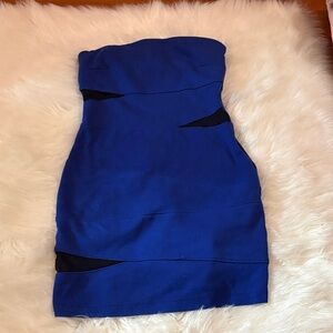 2000s Blue Strapless Bandage Dress